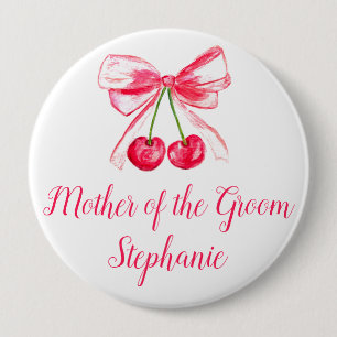 Mutter der Groom Pink Bow Coquette Hochzeit Button