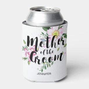 Mutter der Groom Pink Floral Wasserfarbe Hochzeit Dosenkühler