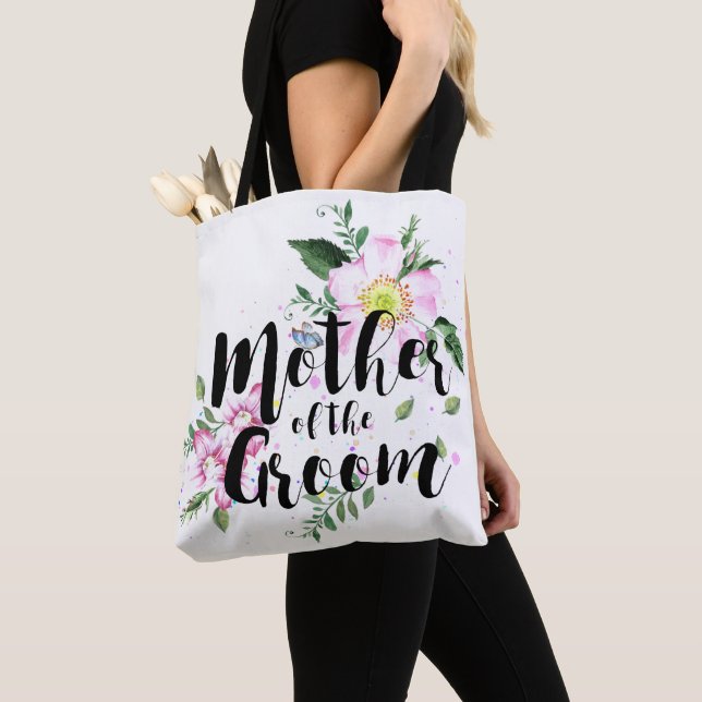 Mutter der Groom Pink Floral Wasserfarbe Hochzeit Tasche (Von Nahem)