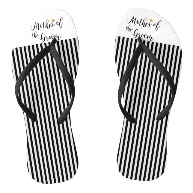Mutter der Groom-schwarzen Streifen Gold-Blume Flip Flops (Fußbett)