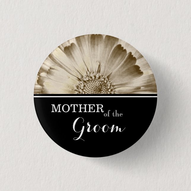 Mutter der Groom Wedding Gold Daisy Button (Vorderseite)