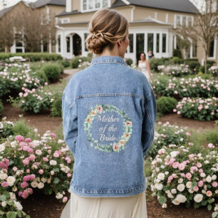 Mutter der Hochzeit des Blumenkranzes Jeansjacke