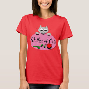Mutter der Katzen mit roter Rose Katzenliebhaberin T-Shirt