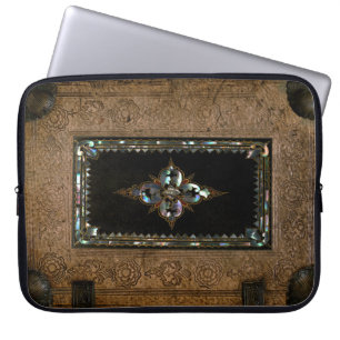 Mutter der Perle Eingedecktes Lederbuch Laptopschutzhülle