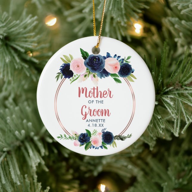 Mutter der Personalisierten Rose der Groom-Marine Keramik Ornament (Baum)
