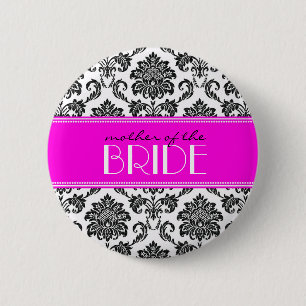 Mutter der Schaltfläche "Bride Damask" in Hot Pink Button