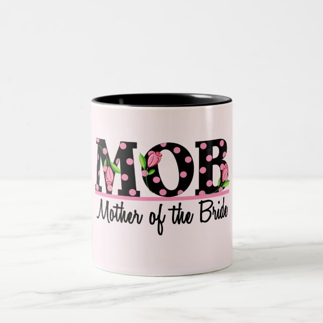 Mutter der Tulpe-Beschriftung der Braut-(MOD) Zweifarbige Tasse (Mittel)