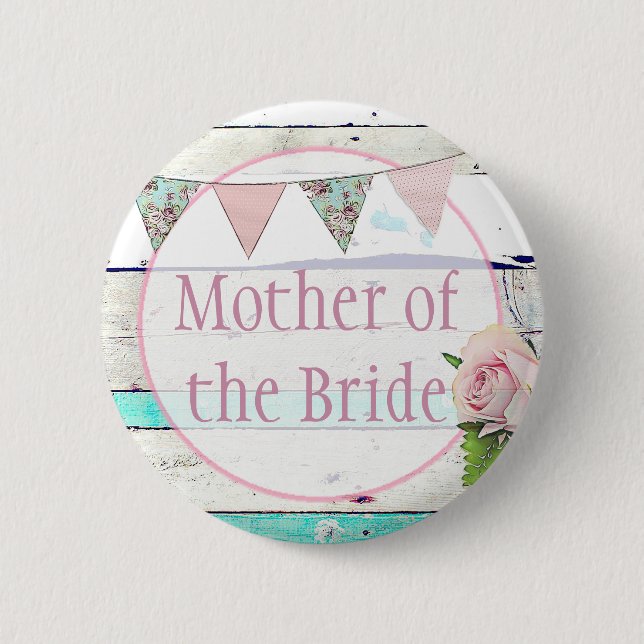 Mutter der Vintagen Rustikalen Hochzeitsschaltfläc Button (Vorderseite)