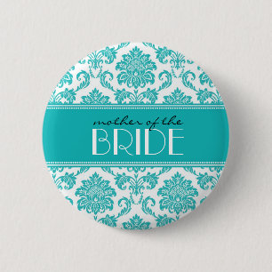 Mutter des Braut-Damast-Knopfes in aquamarinem Button