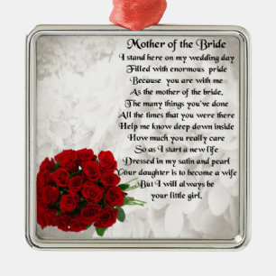 Mutter des Braut-Gedichtes - Rote Rosen Silbernes Ornament