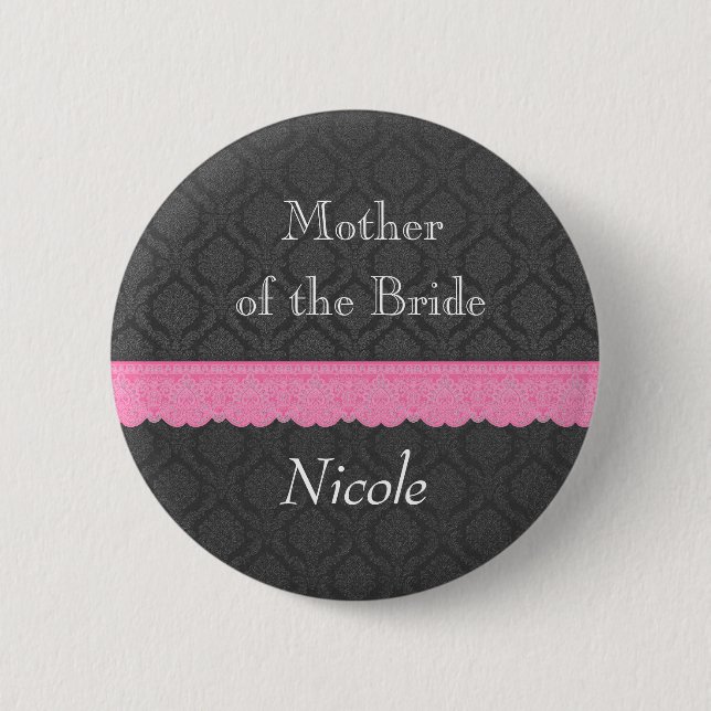Mutter des Braut-Rosa-Spitze-grauen Damastes Y32 Button (Vorderseite)