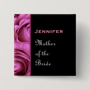 Mutter des Braut-Schwarz-Rosa-Rosen-individuellen Button