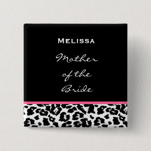 Mutter des Braut-Schwarz-weißen rosa Leoparden Button