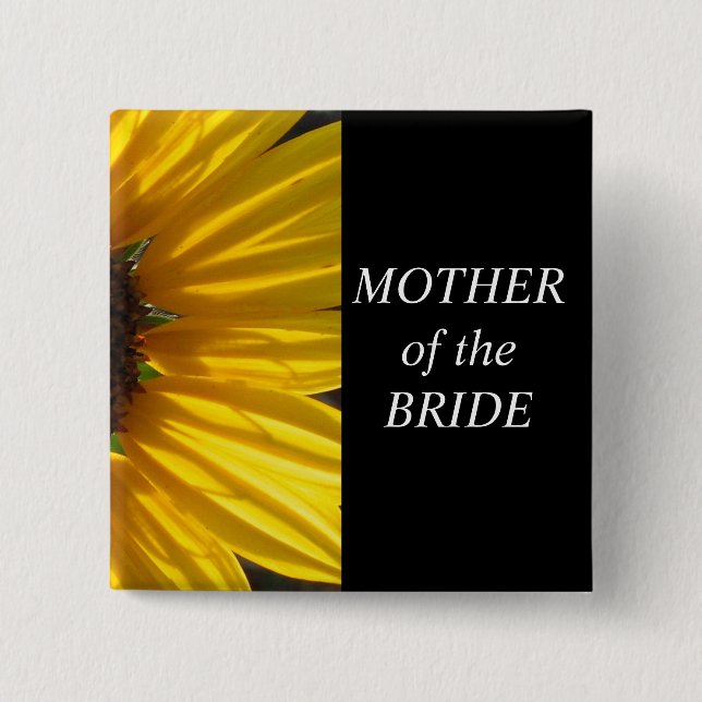 Mutter des Braut-Sonnenblume-Hochzeits-Knopfes Button (Vorderseite)