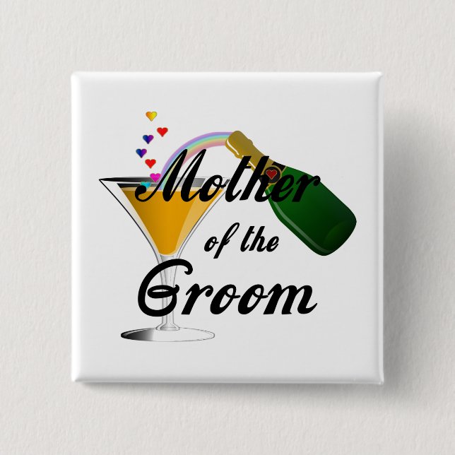 Mutter des Bräutigam-Champagne-Toasts Button (Vorderseite)