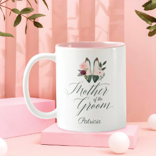 Mutter des Bräutigams   Aquarell-Blumen-High-Heels Zweifarbige Tasse