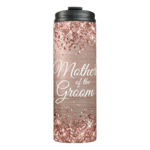 Mutter des Bräutigams Glitzernde Rose Gold Glamour Thermosbecher