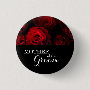 "Mutter des Bräutigams" Hochzeit rote Rosen Button