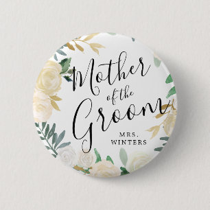 Mutter des Bräutigams   White Rose Bouquet Weddin Button