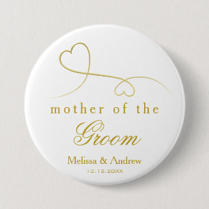 Mutter des Bräutigams zwei Goldherzen Wedding Button