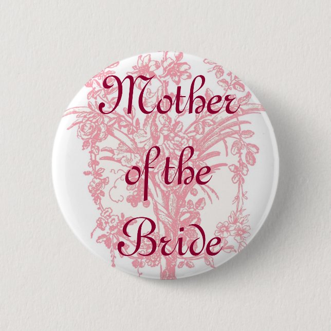 Mutter des Brautknopfes auf rosa Blumendruck Button (Vorderseite)