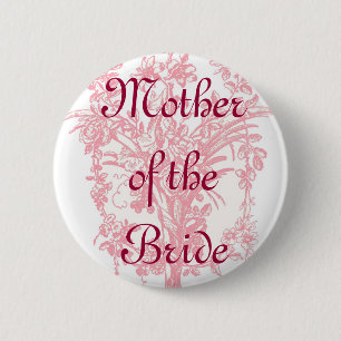 Mutter des Brautknopfes auf rosa Blumendruck Button