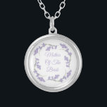Mutter des Brautlavenders Versilberte Kette<br><div class="desc">Mutter der Bride Lavender Floral Wreath Locket Nekklace</div>