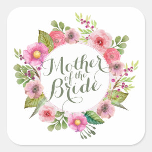 Mutter des Bride Elegant Wreath Sticker Siegel