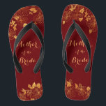Mutter des Bride Gold Foliage Burgund Flip Flops<br><div class="desc">Diese wunderschöne Mutter der Bride gold foliage bordeauxroten Flip Flops haben einen dunkelburgundischen Hintergrund, der mit einem faszinierenden goldenen Blumenmuster und individualisierbarer moderner Typografie geschmückt ist. Die Kombination aus dem reichen Bordeaux und dem schimmernden Gold schaffen eine elegante und luxuriöse Ästhetik. Es ist ein schönes Geschenk für Ihr Brautparty. Anzeigen...</div>