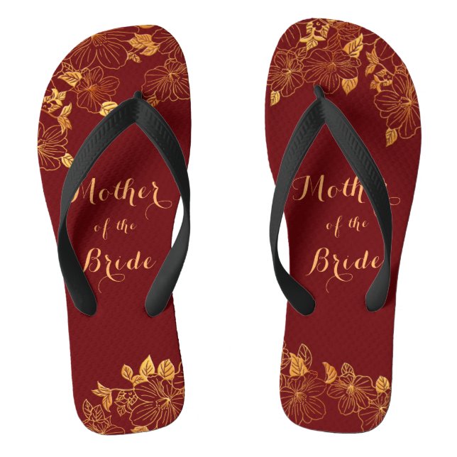 Mutter des Bride Gold Foliage Burgund Flip Flops (Fußbett)