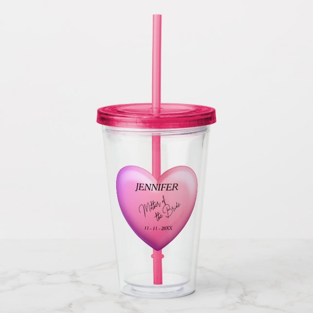 Mutter des Bride Pink-Brautparty Personalisiert Acryltrinkbecher (Vorderseite)
