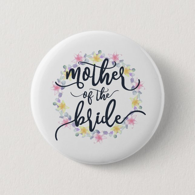 Mutter des Bride Wedding Calligraphy Button Button (Vorderseite)