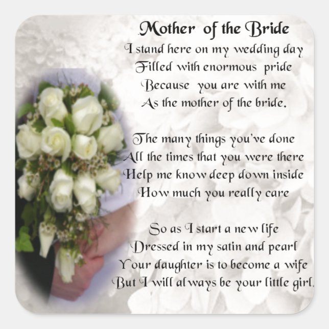 Mutter des britischen Gedichts - Wedding Bouquet 2 Quadratischer Aufkleber (Vorderseite)