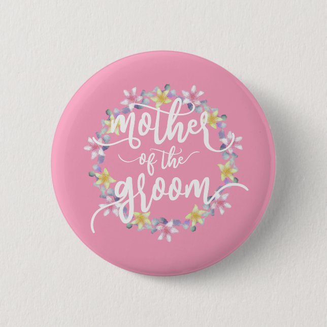 Mutter des Buttons Groom Wedding Calligraphy (Vorderseite)