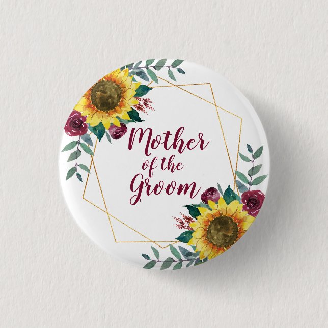 Mutter des geometrischen Burgunds der Groom Sonnen Button (Vorderseite)