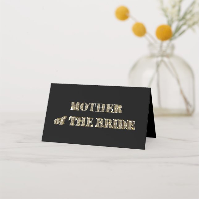 Mutter des Goldenen Glitzer Typografie Chic Platzkarte (Vorderseite)