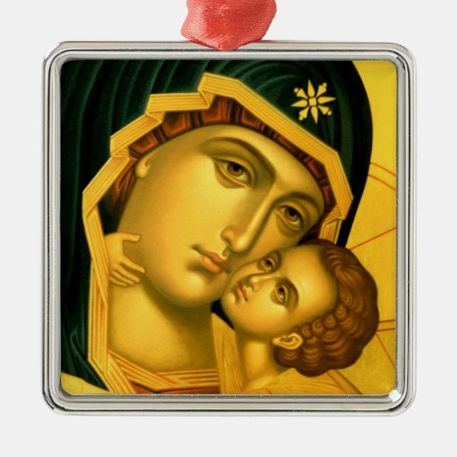 Mutter des Gottes Glykophilousa -- Ornament Aus Metall (Vorne)