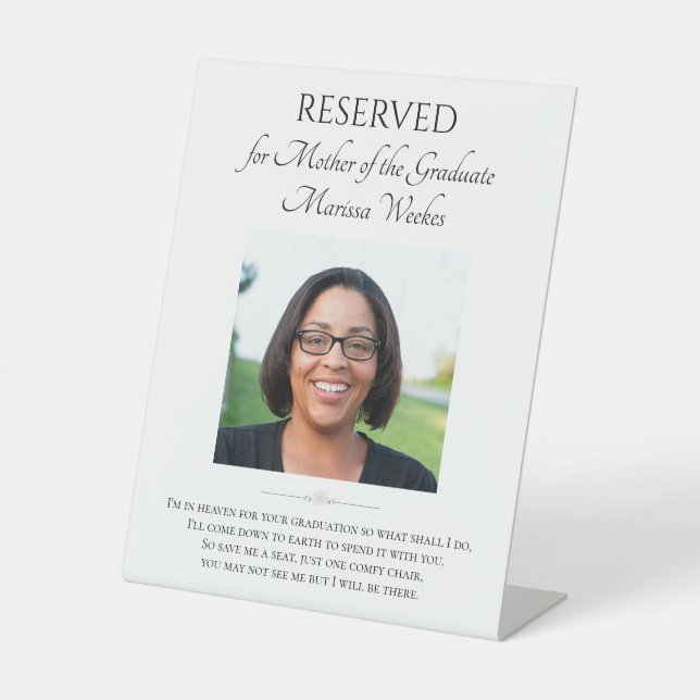 Mutter des Graduate Memorial Gedicht mit Foto Sockelschild (Vorderseite)
