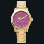 Mutter des Gräuelgeschenks / Mann meiner Träume An Armbanduhr<br><div class="desc">Designer Mutter des Groom Geschenke - Mutter im Recht Geschenk-Danke, dass du den Mann meiner Träume Text-Design in Gold-Folie Textur auf JEDE CUSTOM FARBE auf deine Wünsche. HINWEIS: Die Hintergrundfarbe ist tatsächlich transparent, sodass Sie sie leicht in eine beliebige Farbe ändern können: Klicken Sie auf die Schaltfläche Anpassen> Klicken Sie...</div>