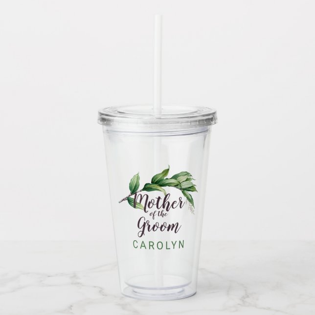 Mutter des Groom Foliage Personalisiert Acryltrinkbecher (Vorderseite)