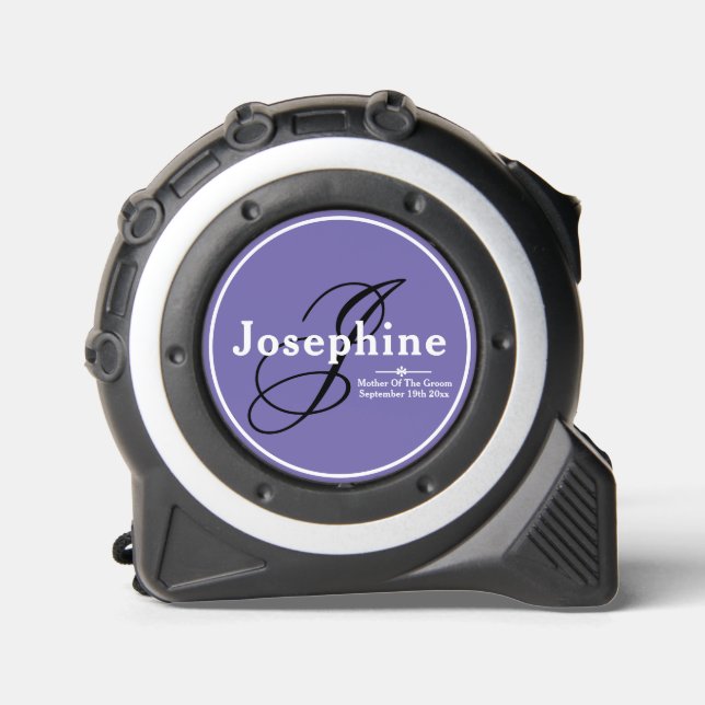 Mutter des Groom-Geschenks Moderne Monogramm-Skrip Maßband (Vorderseite)