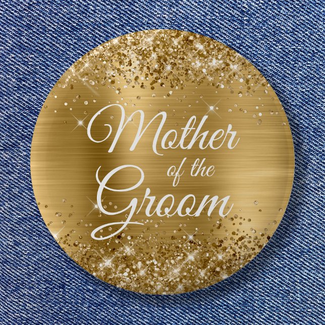 Mutter des Groom Glittery Gold Foil Button (Mother of the Groom Glittery Gold Foil Button)