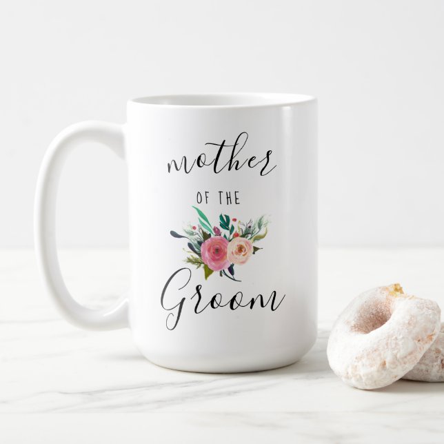 Mutter des Groom Hochzeitsgeschenke Blumenchic 15o Kaffeetasse (Mit Donut)
