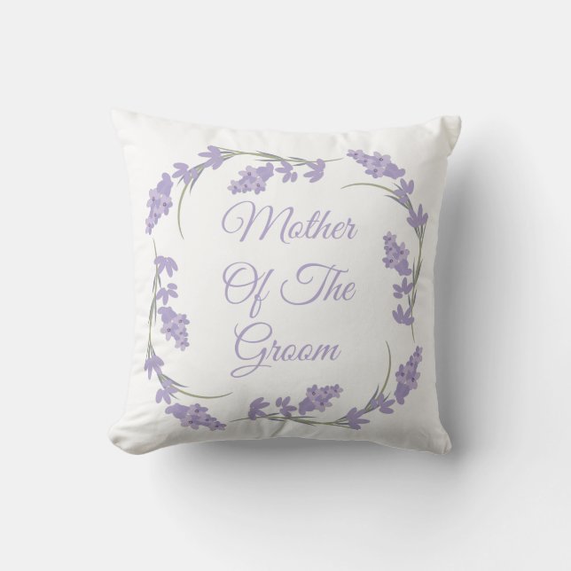 Mutter des Groom Lavender Floral Kranz Kissen (Vorderseite)