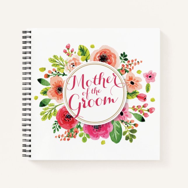 Mutter des Groom Watercolor Wedding Gästebuches Notizbuch (Vorderseite)