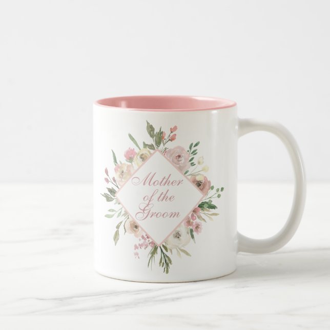 Mutter des Grooms Schönes Blumenchic Pink Zweifarbige Tasse (Rechts)