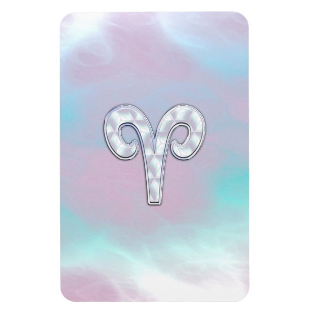 Mutter des Perlstils Aries Zodiac Symbol Magnet (Vertikal)