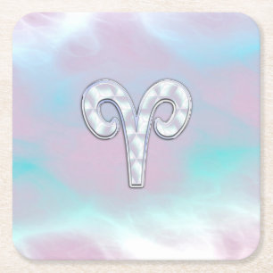 Mutter des Perlstils Aries Zodiac Symbol Rechteckiger Pappuntersetzer