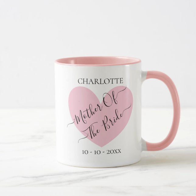 Mutter des rosafarbenen Herzens Personalisiert Tasse (Rechts)