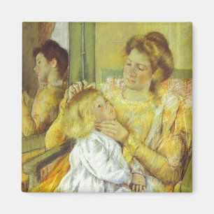 Mutter, die das Haar ihres Kindes bekämpft. 1901, Magnet